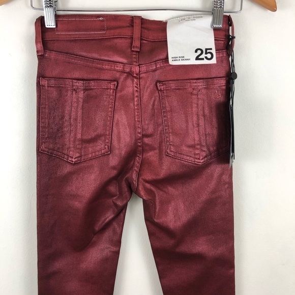 Rag & Bone High Rise Ankle Burgundy Jeans 25 - Picture 8 of 8
